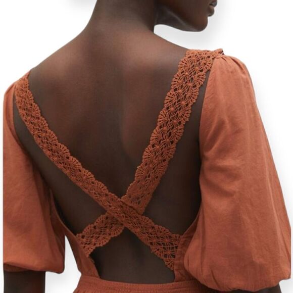 STRADIVARIUS | Camel | DRESS WITH CRISS-CROSS BACK - Picture 6 of 13